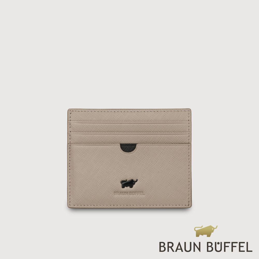 【BRAUN BUFFEL 德國小金牛】台灣總代理 艾康-A1 8卡卡夾-杏色/BF582-151A-HM