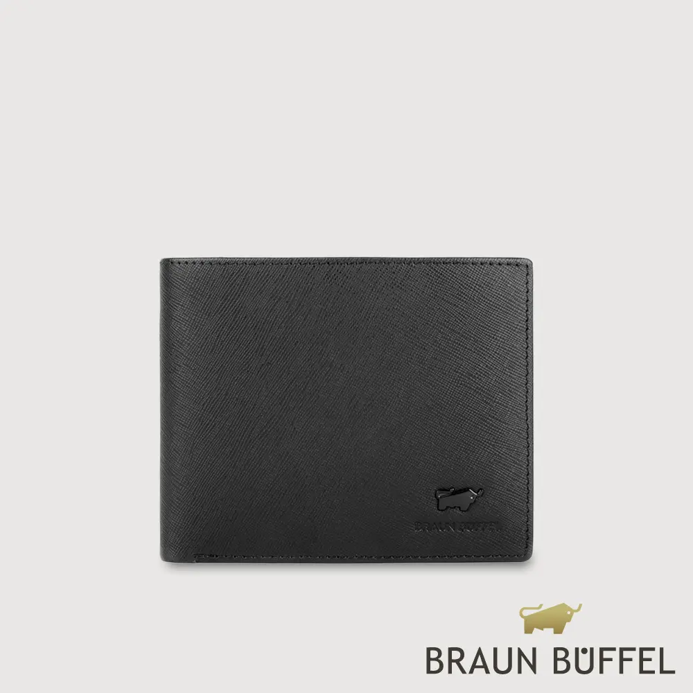【BRAUN BUFFEL 德國小金牛】台灣總代理 艾康-A1 12卡男夾-黑色/BF582-314-BK
