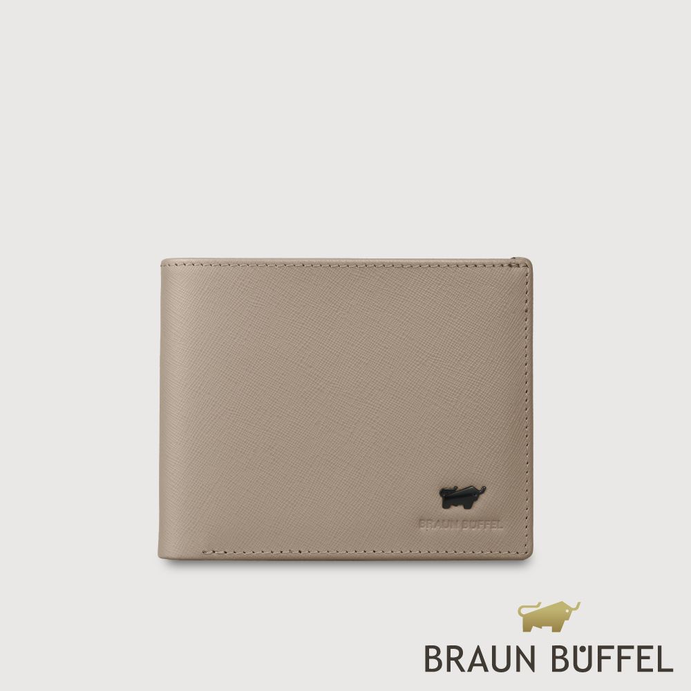 【BRAUN BUFFEL 德國小金牛】台灣總代理 艾康-A1 6卡透明窗皮夾-杏色/BF582-316-HM