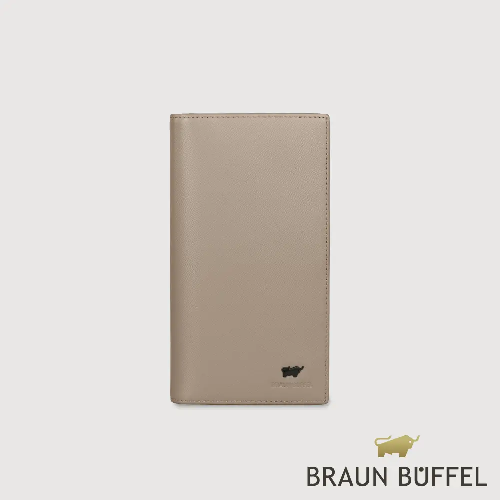 【BRAUN BUFFEL 德國小金牛】台灣總代理 艾康-A1 18卡兩折長夾-杏色/BF582-631-HM