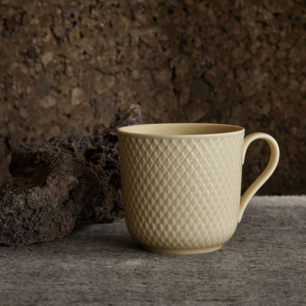 北歐櫥窗/Lyngby Porcelæn Rhombe Earth 菱紋 馬克杯（330ml、岩米）