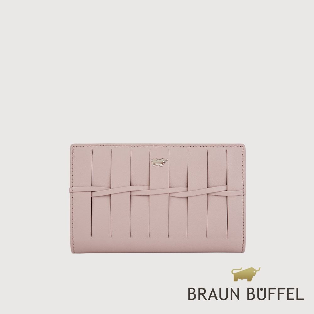 【BRAUN BUFFEL 德國小金牛】台灣總代理 菲斯蒂-CNY  12卡兩折中夾-赤陶玫瑰色/BF881-502-ADR