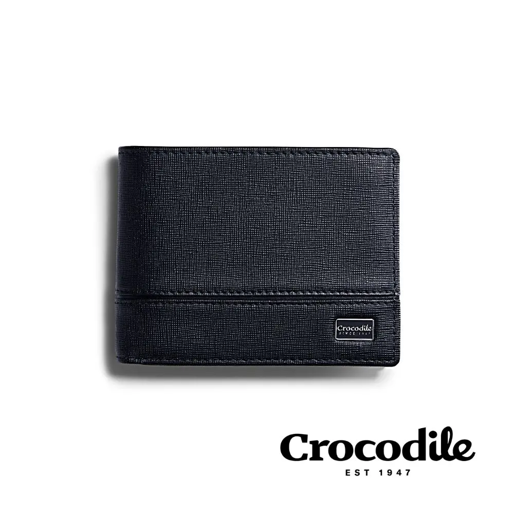 Crocodile 鱷魚皮件 真皮皮夾 男生錢包推薦 雙鈔多卡層 Oxford 2.0系列-0103-12105/ 黑色