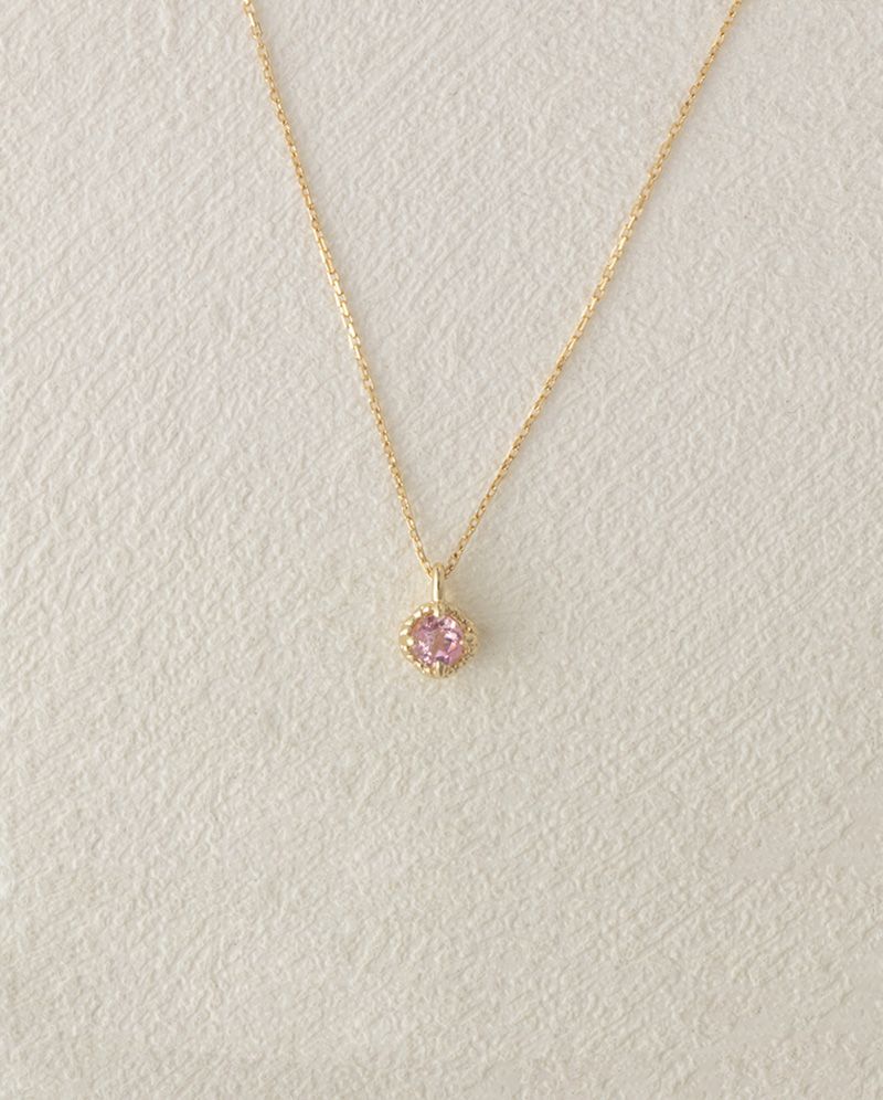 【ARTE WHITE】K10 初蕾四爪鑲嵌粉紅碧璽項鍊 0.1ct