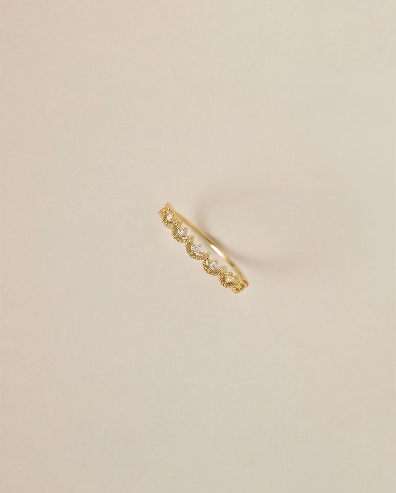 【ARTE WHITE】K10 花冠鑽石戒指 0.06ct/ 日本戒圍13