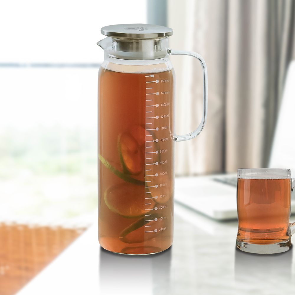 寶馬牌高型多功能雙用玻璃壺-1600ml-1入