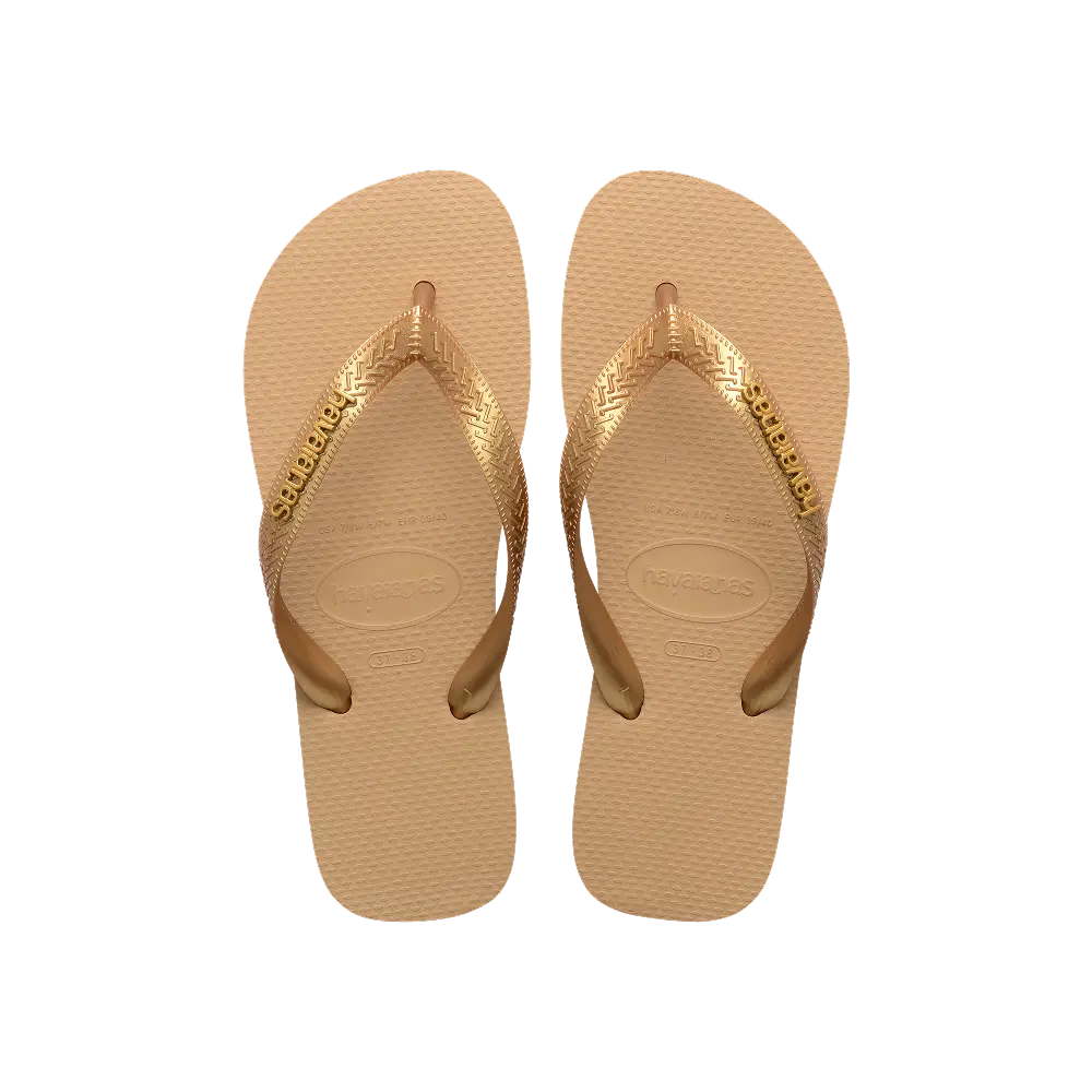 【havaianas 哈瓦仕】拖鞋 Top Logo Metallic (4127244-0570U)/ 金色/ 39/40