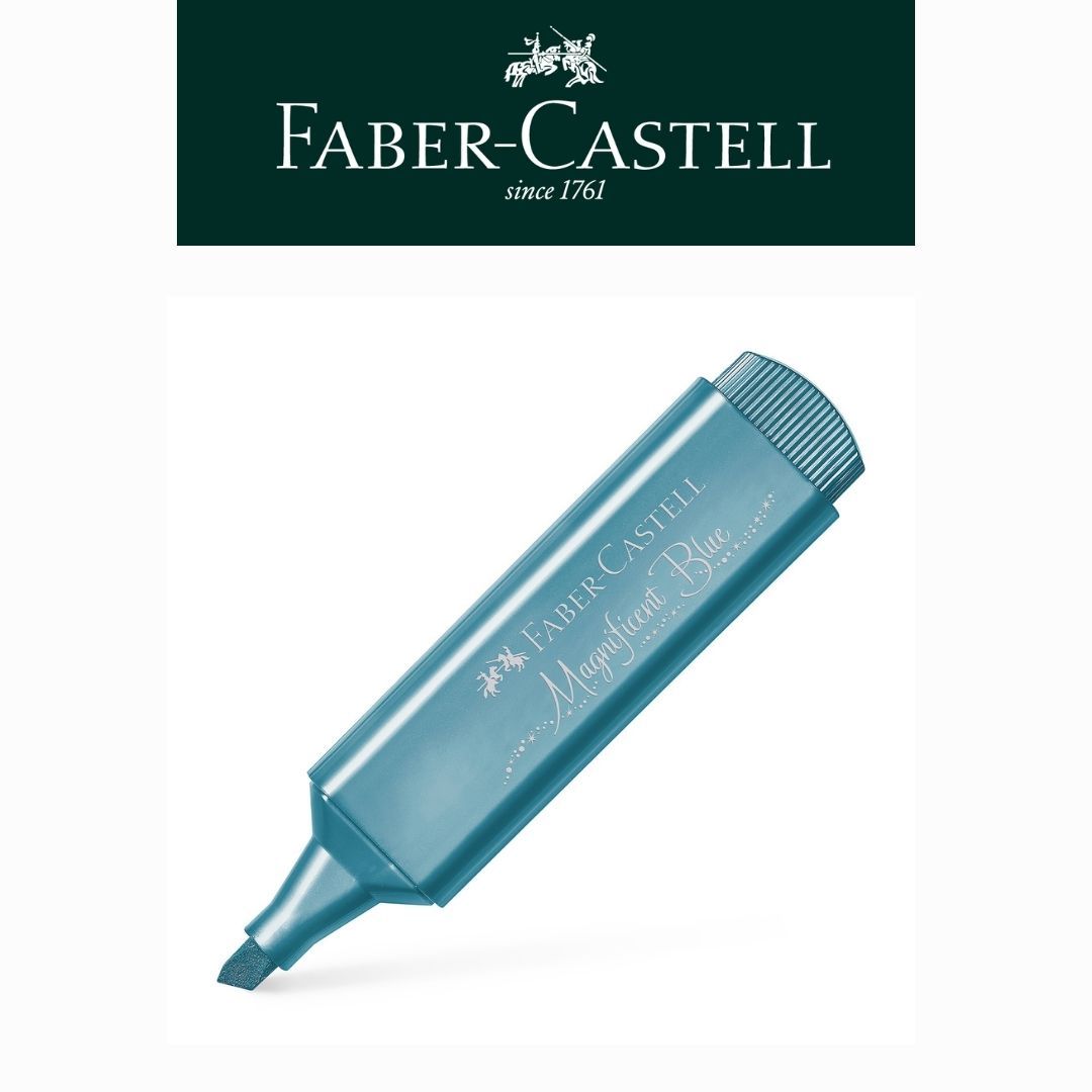 FABER-CASTELL扁頭金屬螢光筆/ 絢麗藍