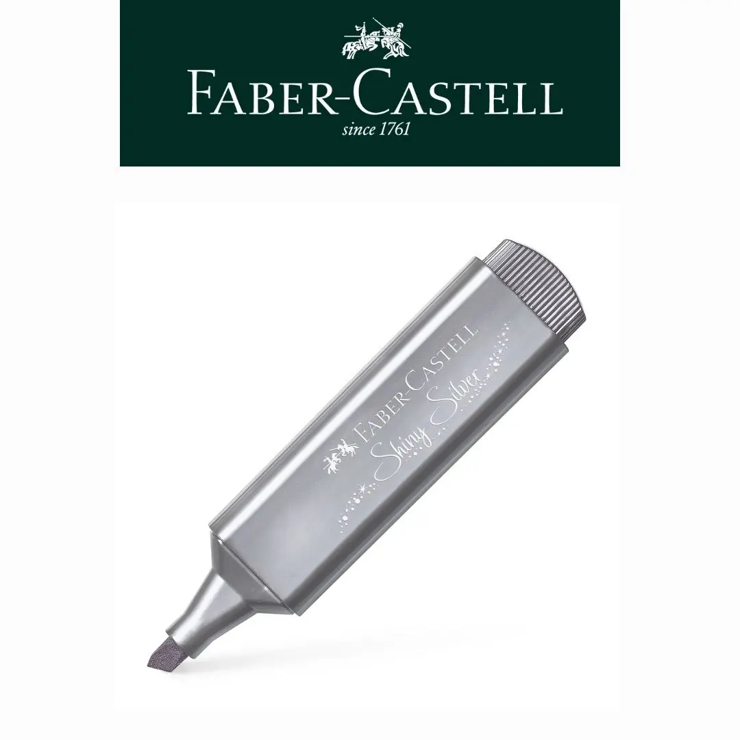 FABER-CASTELL扁頭金屬螢光筆/ 閃亮銀