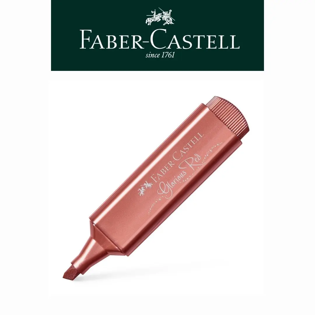 FABER-CASTELL扁頭金屬螢光筆/ 亮麗紅