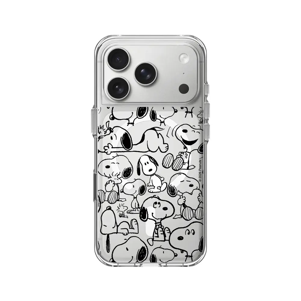 【RHINOSHIELD 犀牛盾】iPhone 系列 Clear MagSafe兼容 抗黃化透明防摔磁吸手機殼/Snoopy 史努比/找我嗎?/ iPhone 17 Pro/ 透明色