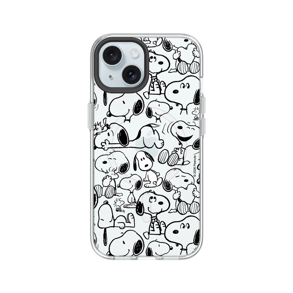 【RHINOSHIELD 犀牛盾】iPhone 系列 Clear MagSafe兼容 抗黃化透明防摔磁吸手機殼/Snoopy 史努比/找我嗎?/ iPhone 15/ 透明色