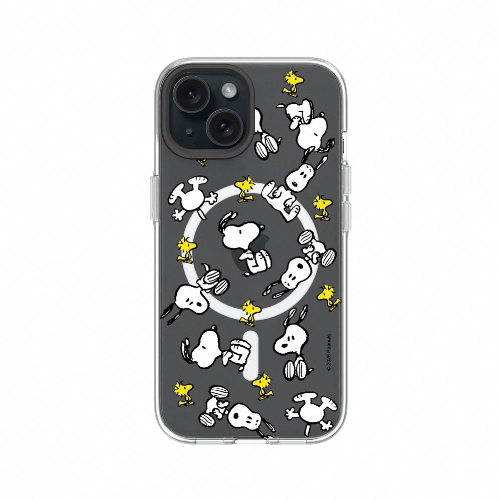 【RHINOSHIELD 犀牛盾】iPhone 系列 Clear MagSafe兼容 抗黃化透明防摔磁吸手機殼/Snoopy 史努比/滿天飛/ iPhone 15/ 透明色