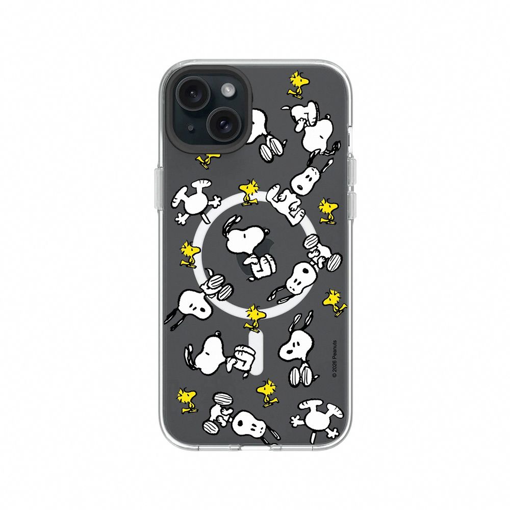 【RHINOSHIELD 犀牛盾】iPhone 系列 Clear MagSafe兼容 抗黃化透明防摔磁吸手機殼/Snoopy 史努比/滿天飛/ iPhone 15 Plus/ 透明色