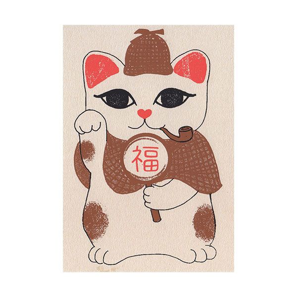 日本 dimanche 明信片/ 福偵探貓
