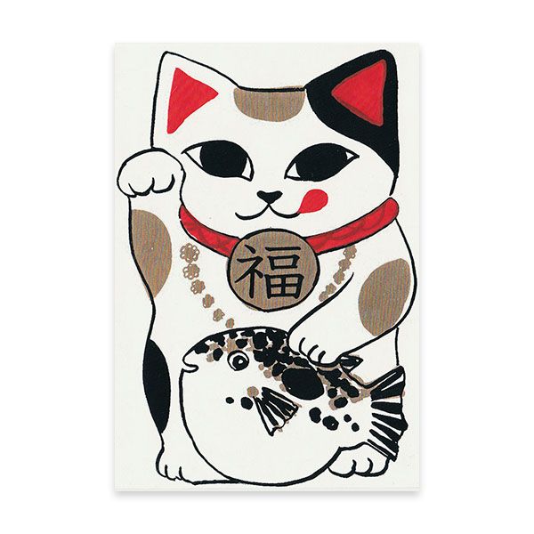 日本 dimanche 明信片/ 招財貓