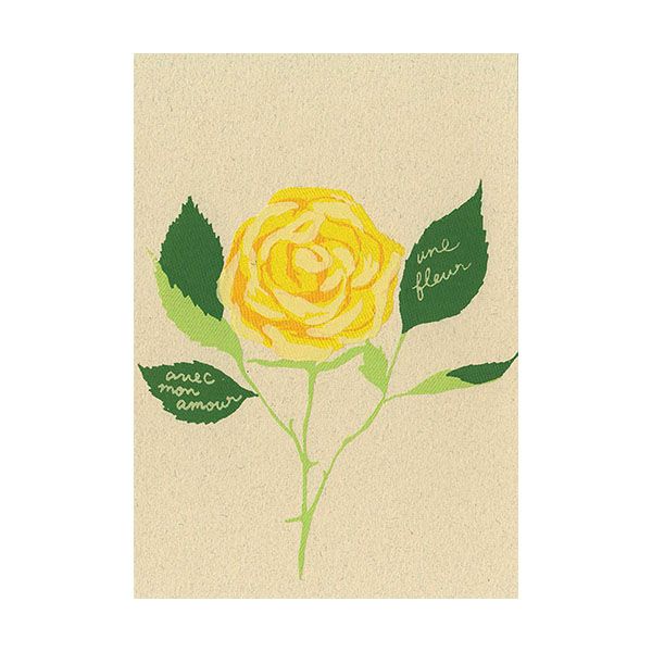日本 dimanche 明信片/ 黃玫瑰/ 以愛點綴花朵