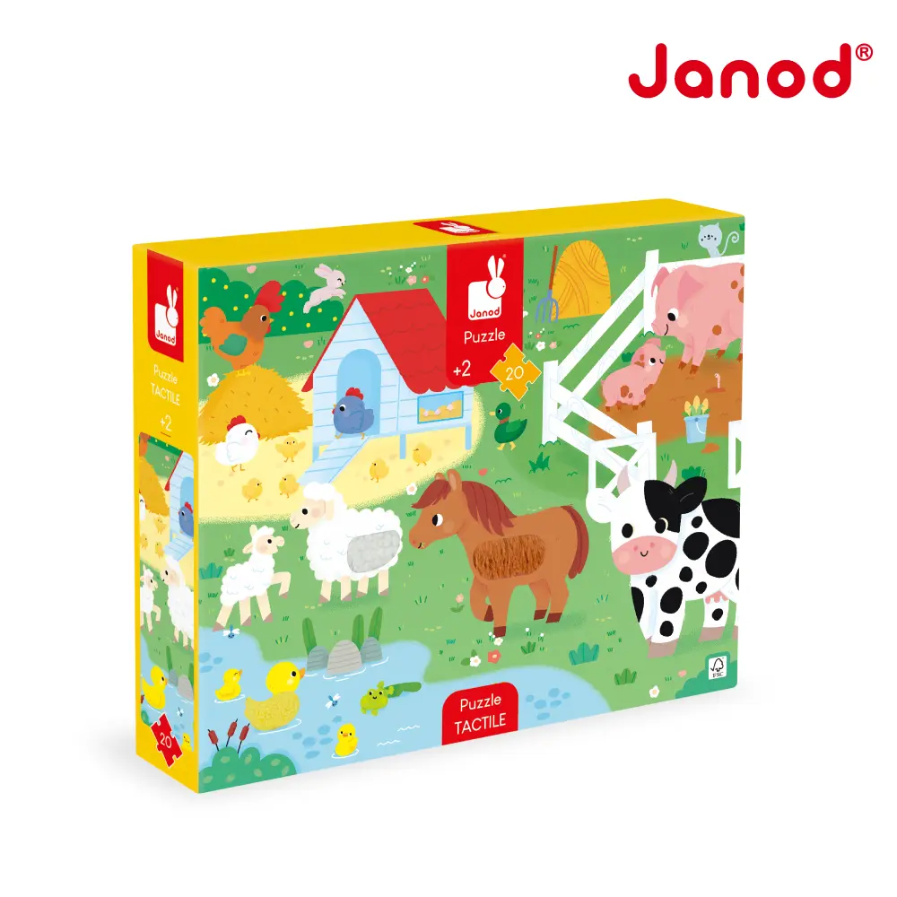 Janod幼兒觸覺拼圖/ 農場/ 20pcs
