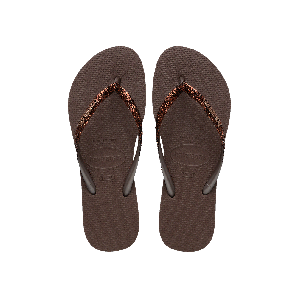 【havaianas 哈瓦仕】拖鞋 Slim Glitter II (4146975-0727W)/ 咖啡色/ 35/36