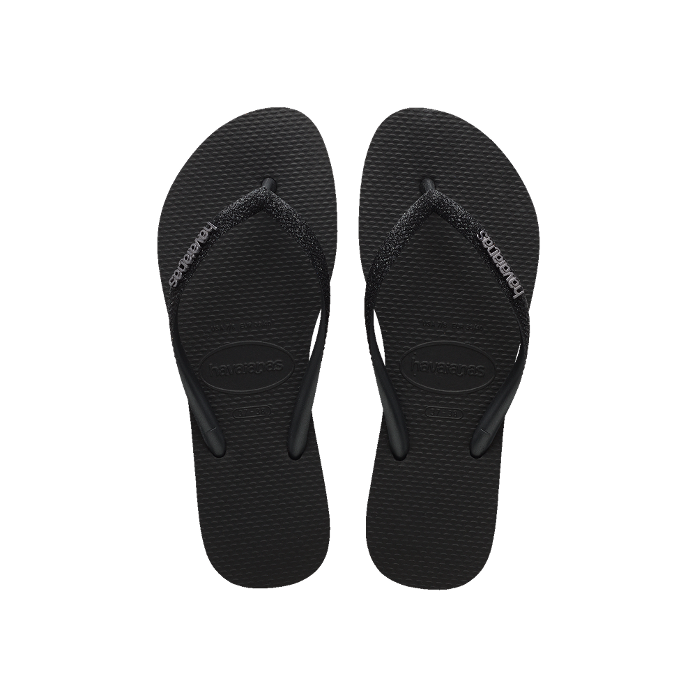 【havaianas 哈瓦仕】拖鞋 Slim Glitter II (4146975-1069W)/ 黑色/ 35/36