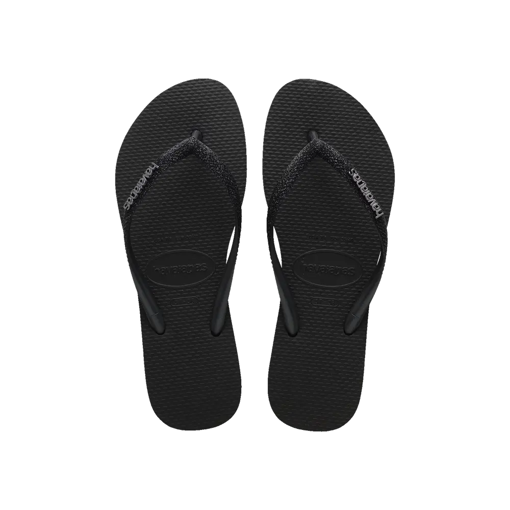 【havaianas 哈瓦仕】拖鞋 Slim Glitter II (4146975-1069W)/ 黑色/ 39/40