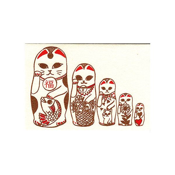 日本 dimanche 萬用卡/ 貓俄羅斯娃娃