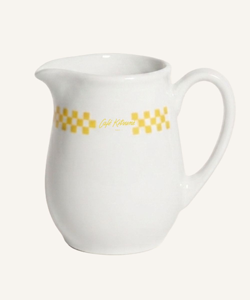 CAFÉ KITSUNÉ 檸檬棋盤格瓷製牛奶壺