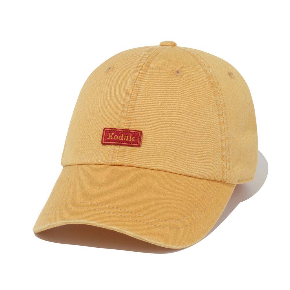 韓國 KODAK 小布章水洗寬鬆棒球帽/ 黃色YELLOW/ 預購 M-L