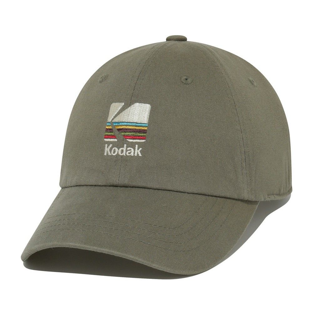 韓國 KODAK 彩虹刺繡棒球帽/ 卡其色KHAKI/ 預購 M-L