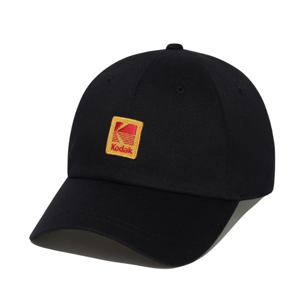 韓國 KODAK 復古布章寬鬆棒球帽 黑色BLACK