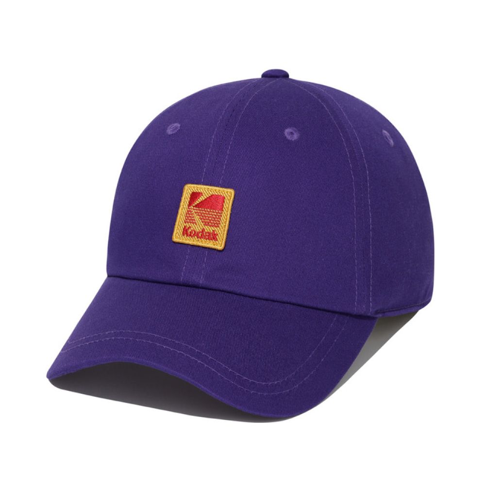 韓國 KODAK 復古布章寬鬆棒球帽 紫色PURPLE