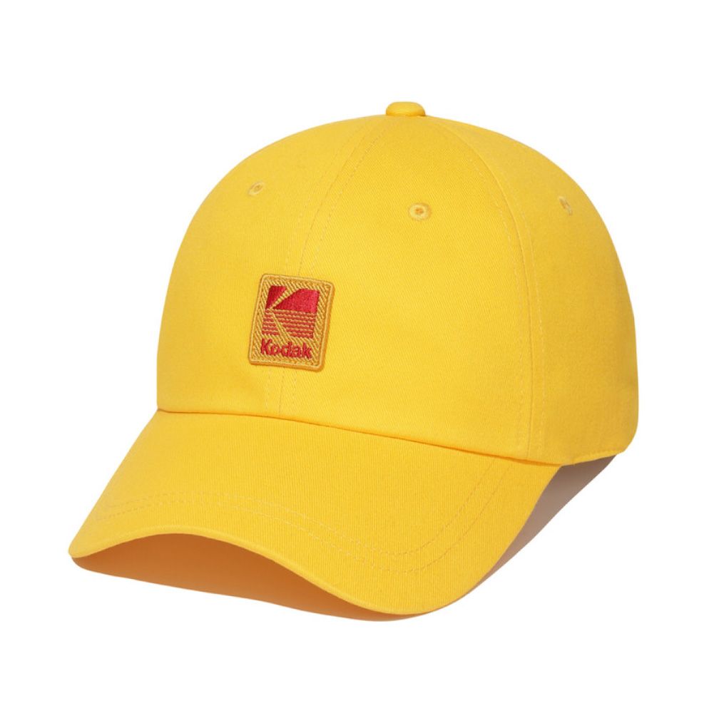 韓國 KODAK 復古布章寬鬆棒球帽 黃色YELLOW
