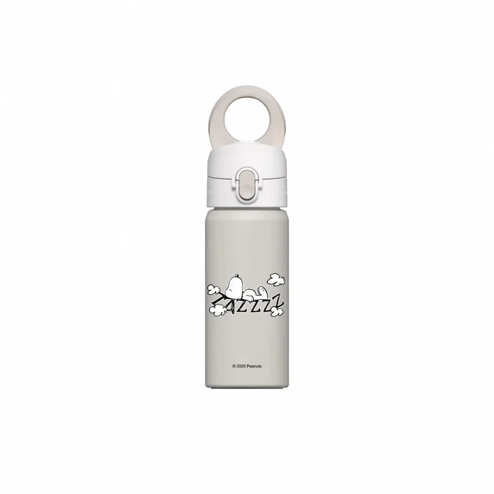 【RHINOSHIELD 犀牛盾】AquaStand磁吸水壺-不鏽鋼保溫杯 480ml MagSafe兼容支架運動水壺/Snoopy 史努比/ 雲朵上睡覺(貝殼灰)