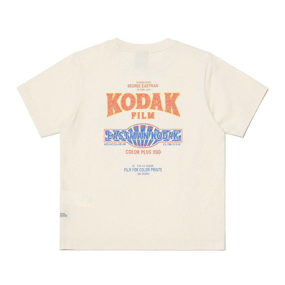 韓國 KODAK 女款雪洗感圖案短袖T恤/ 象牙白IVORY/ 預購 M