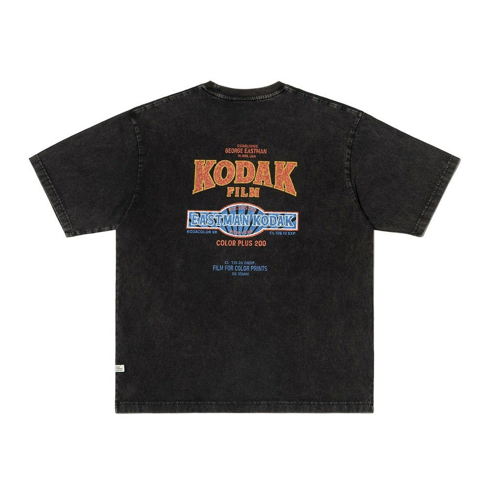 韓國 KODAK 雪洗感圖案短袖T恤/ 黑色BLACK/ 預購 M