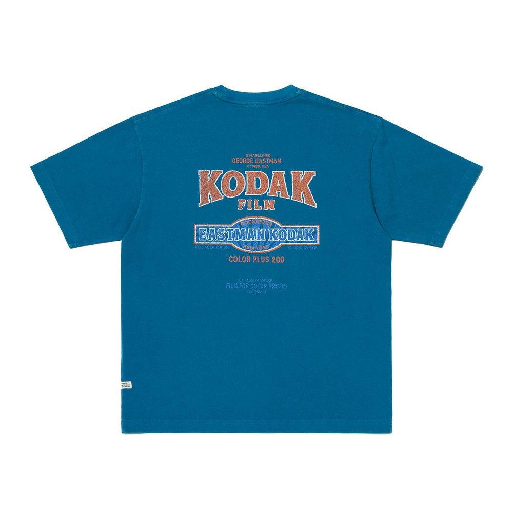 韓國 KODAK 雪洗感圖案短袖T恤/ 淺藍色S.BLUE/ 預購 M