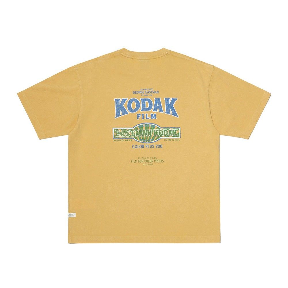 韓國 KODAK 雪洗感圖案短袖T恤/ 黃色YELLOW/ 預購 M