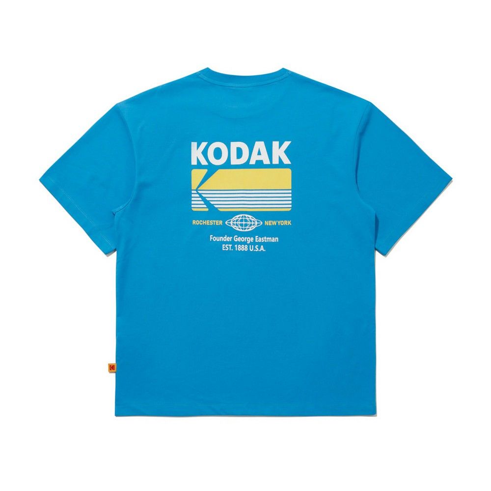 韓國 KODAK aerocool大圖案短袖T恤/ 藍色BLUE/ 預購 M