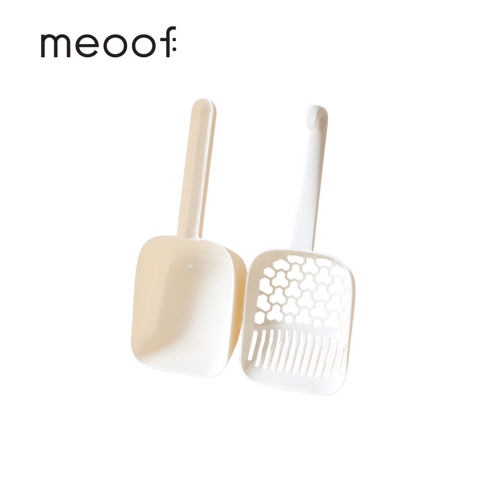 meoof 貓砂鏟套組(大別墅貓砂盆專用) 杏仁奶白