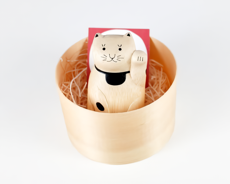 日本 T-Lab. 手作木質動物擺飾/ Engimon/ 附木盒/ 招財貓