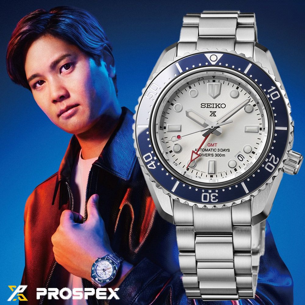 【下單贈大谷翔平書籍】SEIKO 精工 Prospex SPB519J 大谷翔平道奇藍白配色 三日鍊 GMT潛水陶瓷機械錶-42mm (6R54-00P0S)