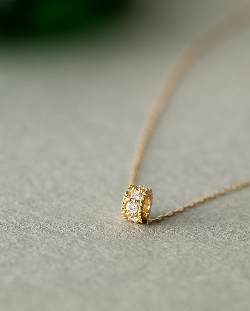 【ARTE WHITE】K18 環鑽甜甜圈項鍊 0.12ct
