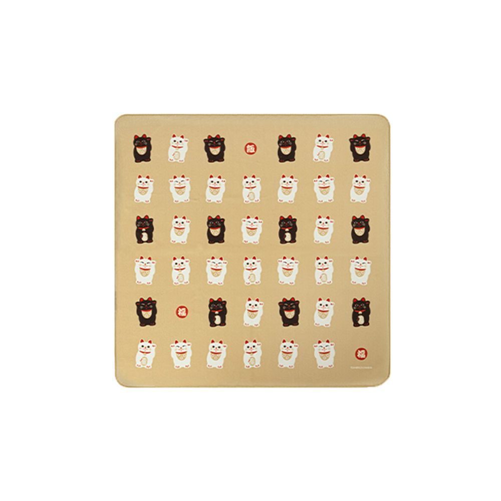 日本霜山 多用途相機防撞百折布/百貼自黏收納布(50x50cm)/ 招財貓(深棕)