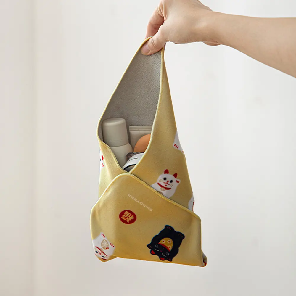 日本霜山 多用途相機防撞百折布/百貼自黏收納布(40x40cm)/ 招財貓(深棕)