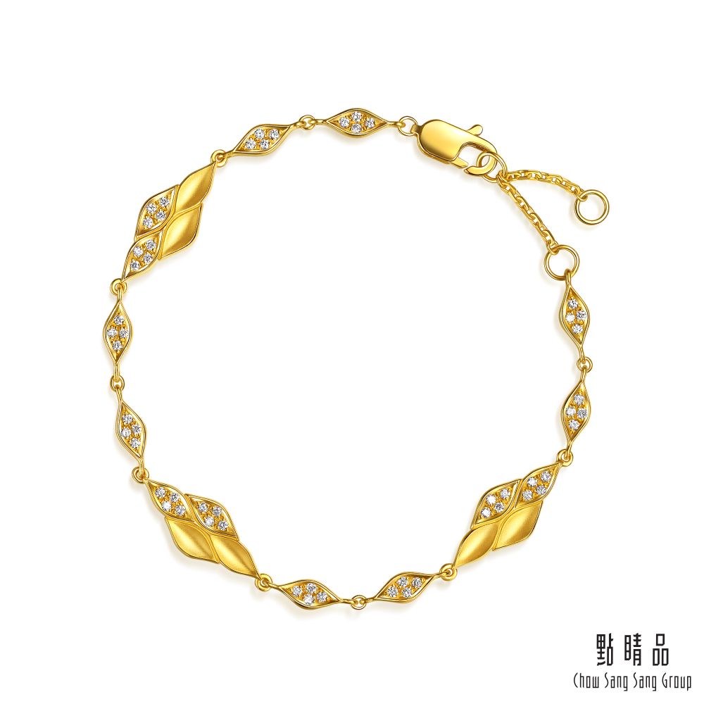 點睛品 YuYu系列 波光粼粼 鑽石黃金手鍊