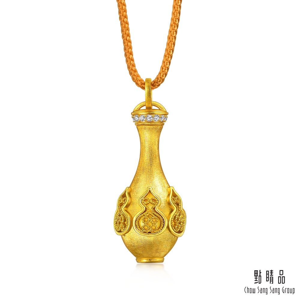 點睛品 花絲福祿瓶 鑽石黃金項鍊