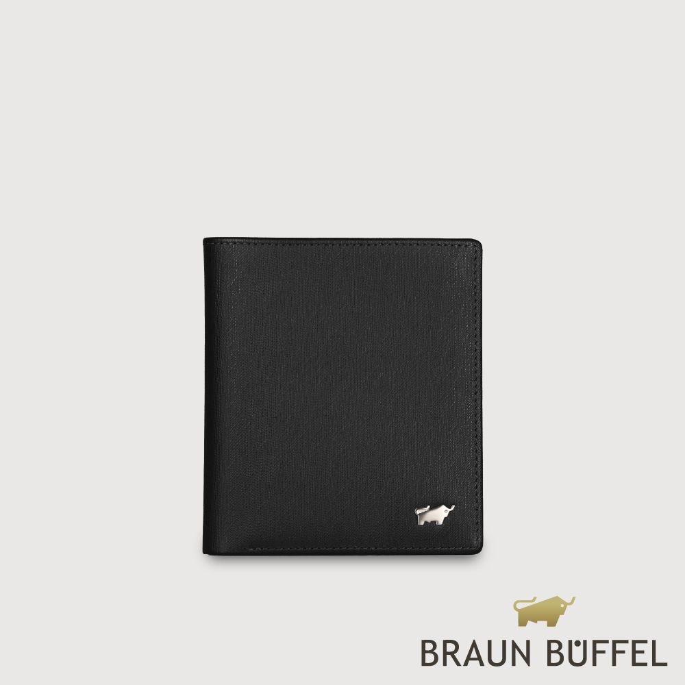 【BRAUN BUFFEL 德國小金牛】台灣總代理 HOMME-M 6卡直立短夾-黑色/BF306-306-BK