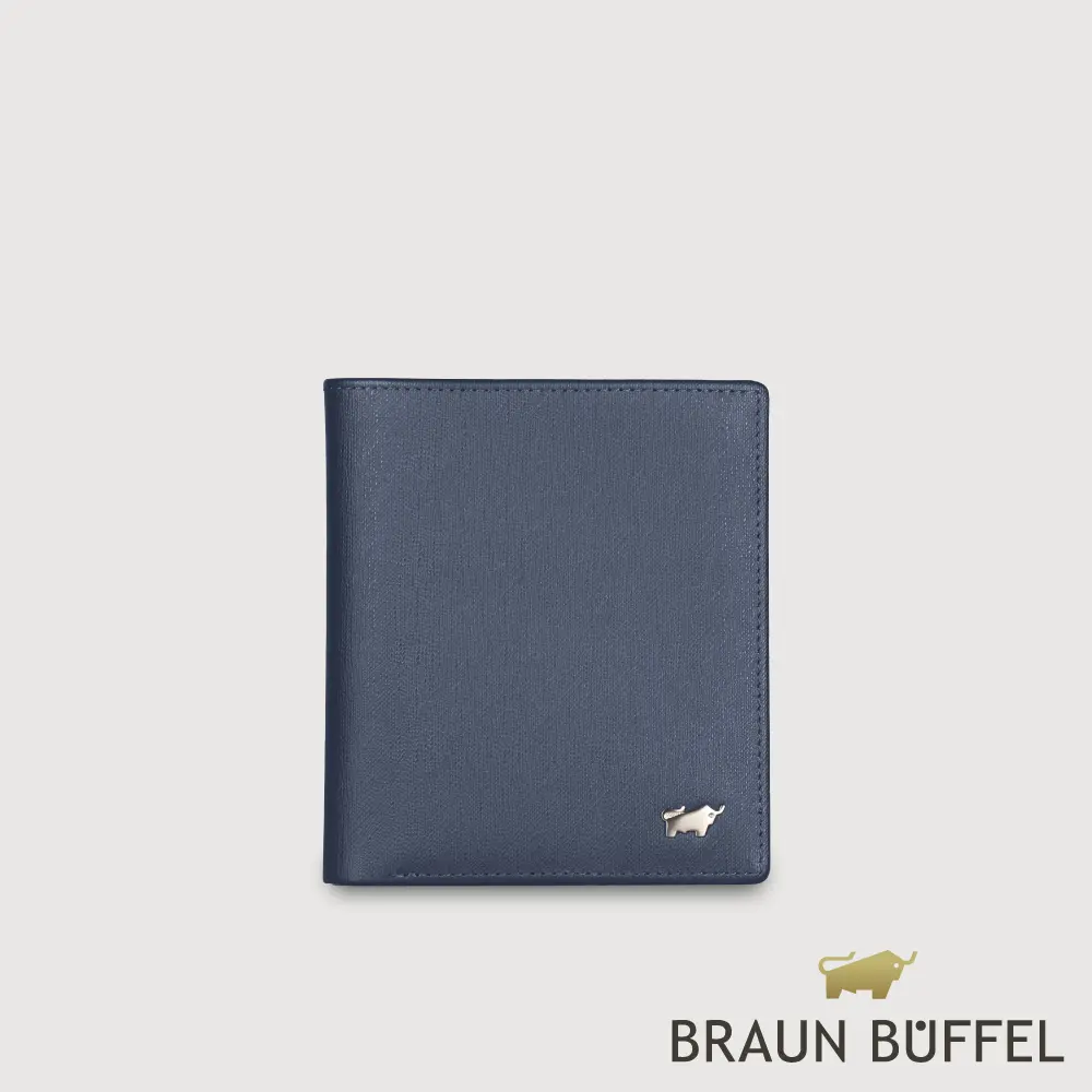 【BRAUN BUFFEL 德國小金牛】台灣總代理 HOMME-M 6卡直立短夾-深藍色/BF306-306-MAR