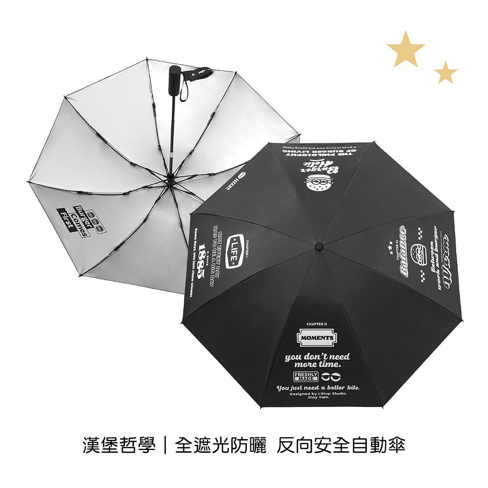Tcf x 日頭Littop 聯名款 三折口開折傘/自動傘/ 漢堡哲學(自動傘)