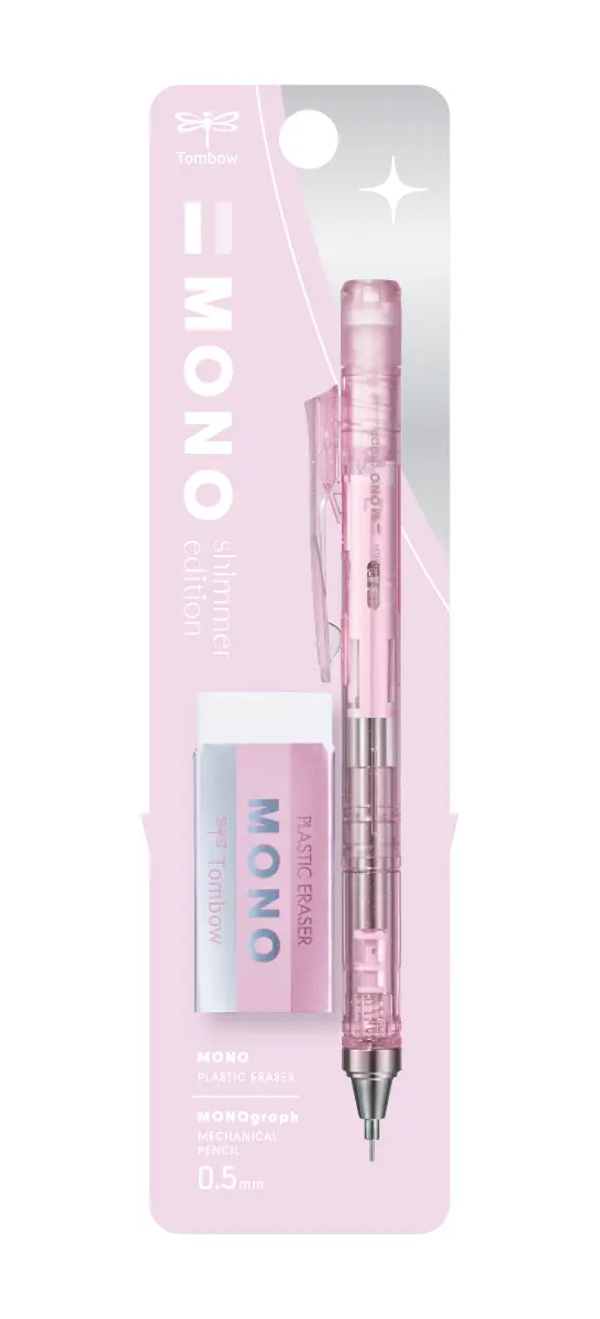 Tombow MONO graph 0.5自動鉛筆+橡皮擦組/ 閃耀系列/ 粉色